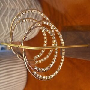 NATASHA Gold  Or Silver and CRYSTAL  Hoop Earrings